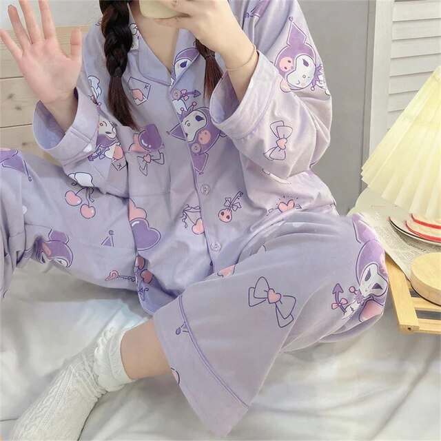Pijama Kawaii de Hello Kitty para mujer, ropa de dormir de franela cálida de invierno, terciopelo Coral grueso, Cosplay de Sanrio, traje de Casa de dibujos animados, abrigo