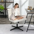 thumbnail image 2 of White Armless Office Desk Chair No Wheels, Height Adjustable Wide Seat Computer Task Chair, Teddy Fabric Mid Back Accent Chair for Living Room Bedroom, 2 of 7
