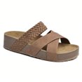 thumbnail image 4 of Women's Comfortable Thick Bottom Woven Cross Design Multi-Color Plain Toe Slide Sandals For Beach & Casual, 4 of 8
