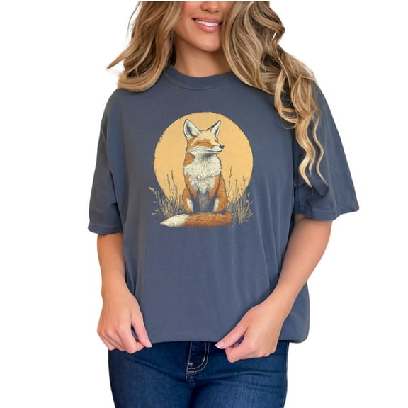 Fox Graphic Tee, Cute Animal Shirt, Nature Inspired T-Shirt, Woodland Creature Top, Fox Print T-Shirt, Animal Lover Gift, Fox Design Tee, Denim Comfort Colors T-Shirt, Small