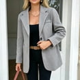 thumbnail image 2 of Yyeselk Wool Blend Blazers for Women Business Casual Long Sleeve Lapel Collar Open Front Suit Jacket Button Down Work Blazer with Pockets Gray S, 2 of 7