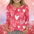 thumbnail image 2 of EnJoCho Valentines Day Tops for Girls Novelty Heart Graphic T Shirts 3/4 Sleeve Spring Tee Crew Neck Cute Blouses Youth Wear Clothing Apparel, 2 of 5