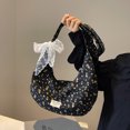 thumbnail image 3 of 6252 Bolso Lona Floral Con Pañuelo Bolso Mano Gran Capacidad Bolso Bandolera Informal para Desplazamientos (negro), 3 of 9