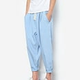 thumbnail image 2 of Men's Casual Pants Lantern Pants Linen Pants Fashionable Harlen Pants Leggings Regular Straight Pant Blue 4XL, 2 of 8