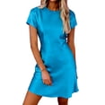 thumbnail image 1 of Elegante Vestido Corto Casual Multi-Color Suelto de las Mujeres Sienten el Cambio Redondo Del Cuello, Elástico Superior de Verano, 1 of 5