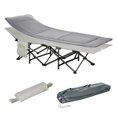 thumbnail image 1 of Outsunny Folding Camping Cot for Adults with Mattress Pillow Light Grey, 1 of 9