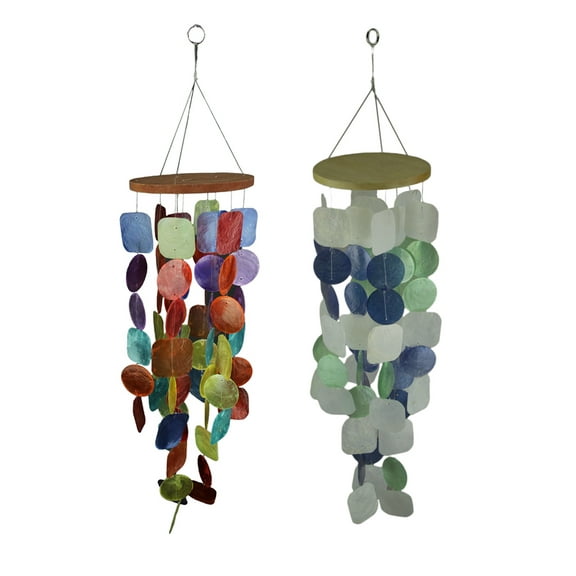 Things2Die4 Coastal and Multicolor Capiz Shell 26 inch Wind Chimes (Set of 2)