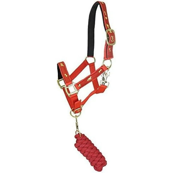Animal Print Padded Nylon Horse Halter with Comfortable Rope for Equestrians