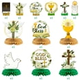thumbnail image 2 of God Bless Honeycomb Centerpieces, Christian Baptism Table Decor with Olive Branch & Peace Pigeon for Easter Party,12pack, 2 of 6