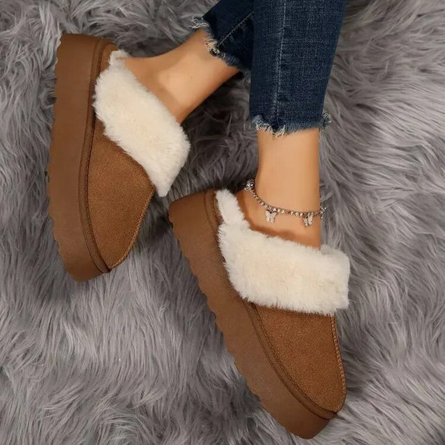 Nuevo invierno Retro mujer nieve cálido gamuza cuero mocasines perezosos Botas zapatos mujer señora plana Bottine Botas zapatos 2023