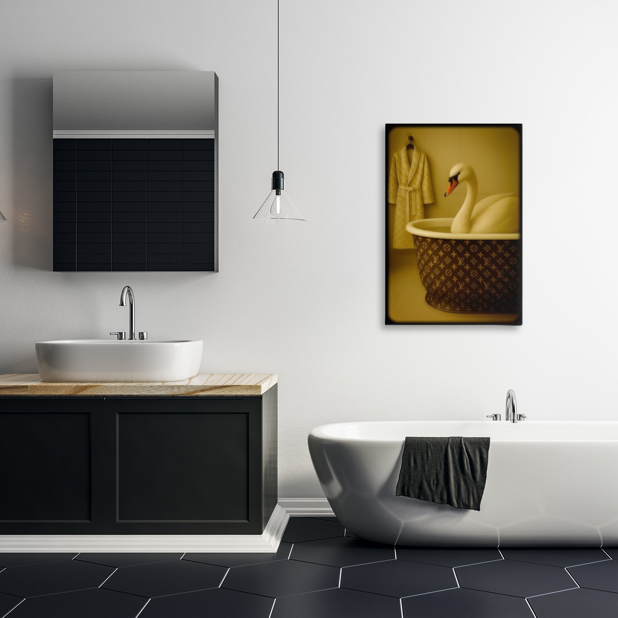 Stupell Industries Couture Swan in Luxury Tub Canvas Wall Art, design by Grotto Studios