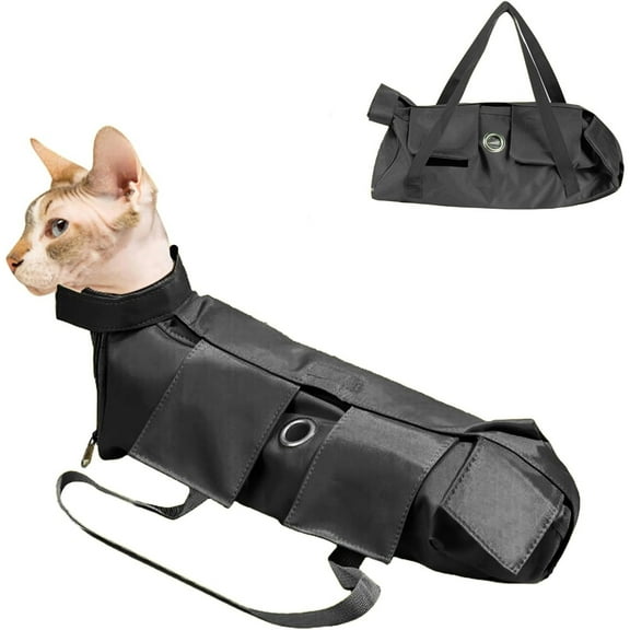 HQREA Cat Grooming Restraint Bag, Pet Foldable Anti-Bite Travel Carrier for Cutting Nails