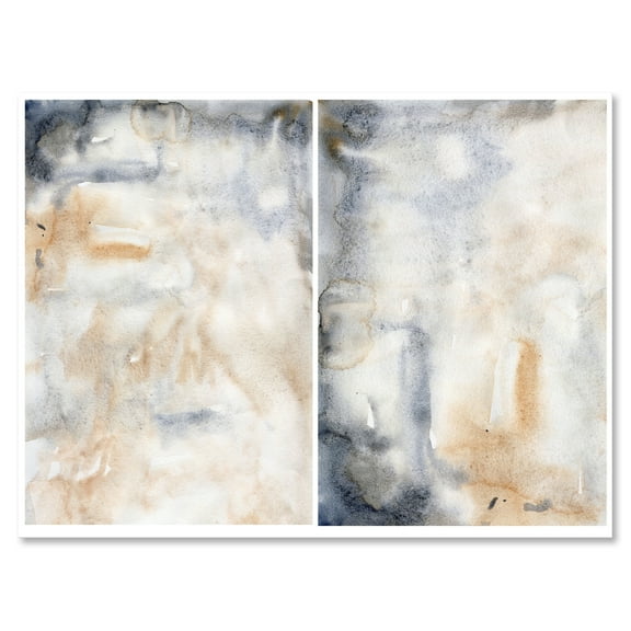 Designart ' Abstract Paste With Dark Blue and Beige ' Modern Canvas Wall Art Print