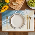 thumbnail image 4 of Haze Blue Beach Coastal Placemats Set of 6, Summer Ocean Nautical Seaside Placemats for Dining Table, Place Mats for Kitchen Tabletop, Waterproof Wipeable Dining Table Mats Set, 4 of 9
