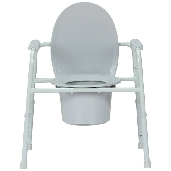 McKesson Steel Bathroom Commode Chair with Fixed Arms, 350-lb Weight Capacity, 4 Ct