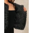 thumbnail image 5 of DARING DIVA Women's Plaid Tweed Cropped Button Up Elegant Work Jackets XL Black, 5 of 6
