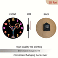 thumbnail image 7 of A 10-inch 2D flat "Neon Cocktail" theme wooden circular wall clock, suitable for decoration in bedrooms, living rooms and offices. It is an ideal gift for Christmas and New Year., 7 of 7