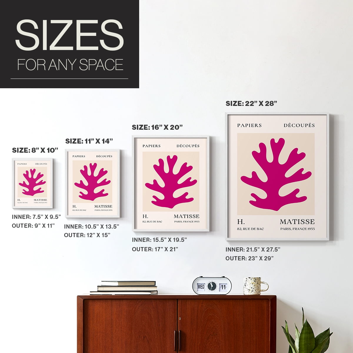 Matisse CLXI Framed Print in White Solid Wood 16 x 20 Framed Print
