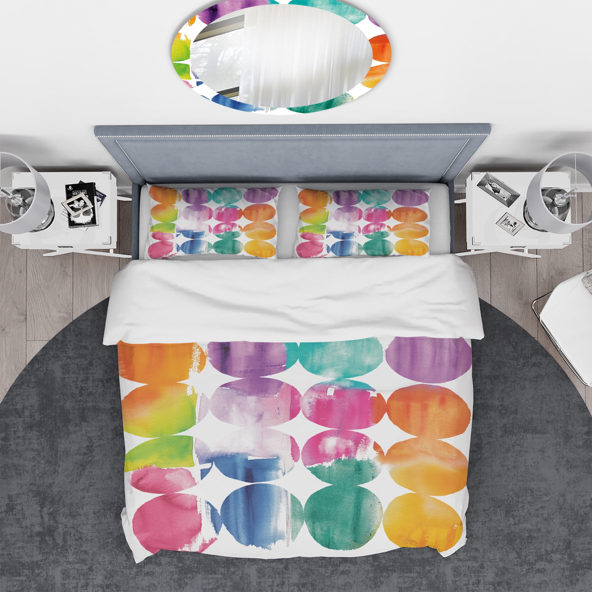 Designart 'Circle Abstract Colorfields' Geometric Duvet Cover Set