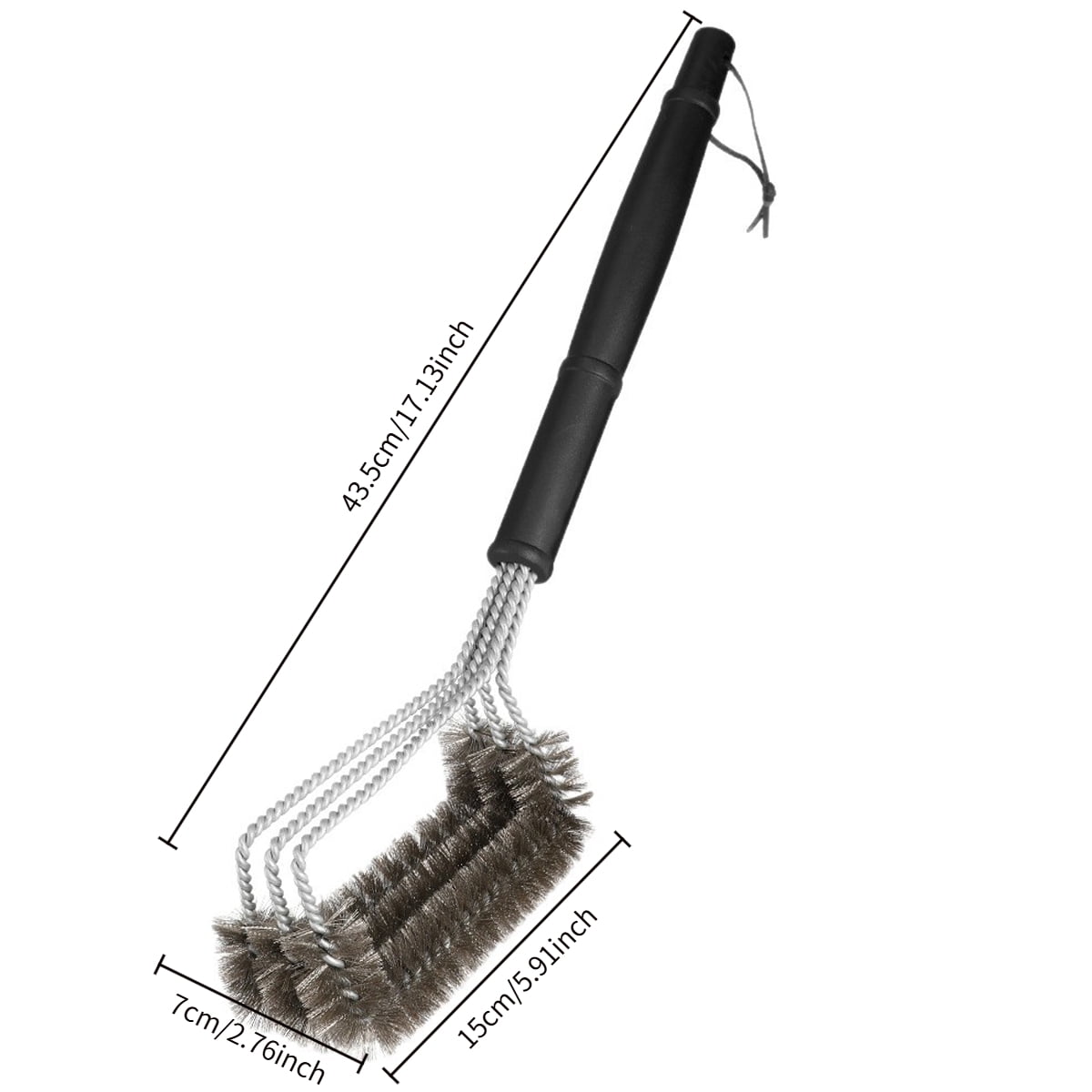 3‑Head BBQ Grill Cleaning Brush, Stainless Steel Wire Brush for Grill Grate, Oven Rack, Heat Resistant Barbecue Scraper for Outdoor Cooking