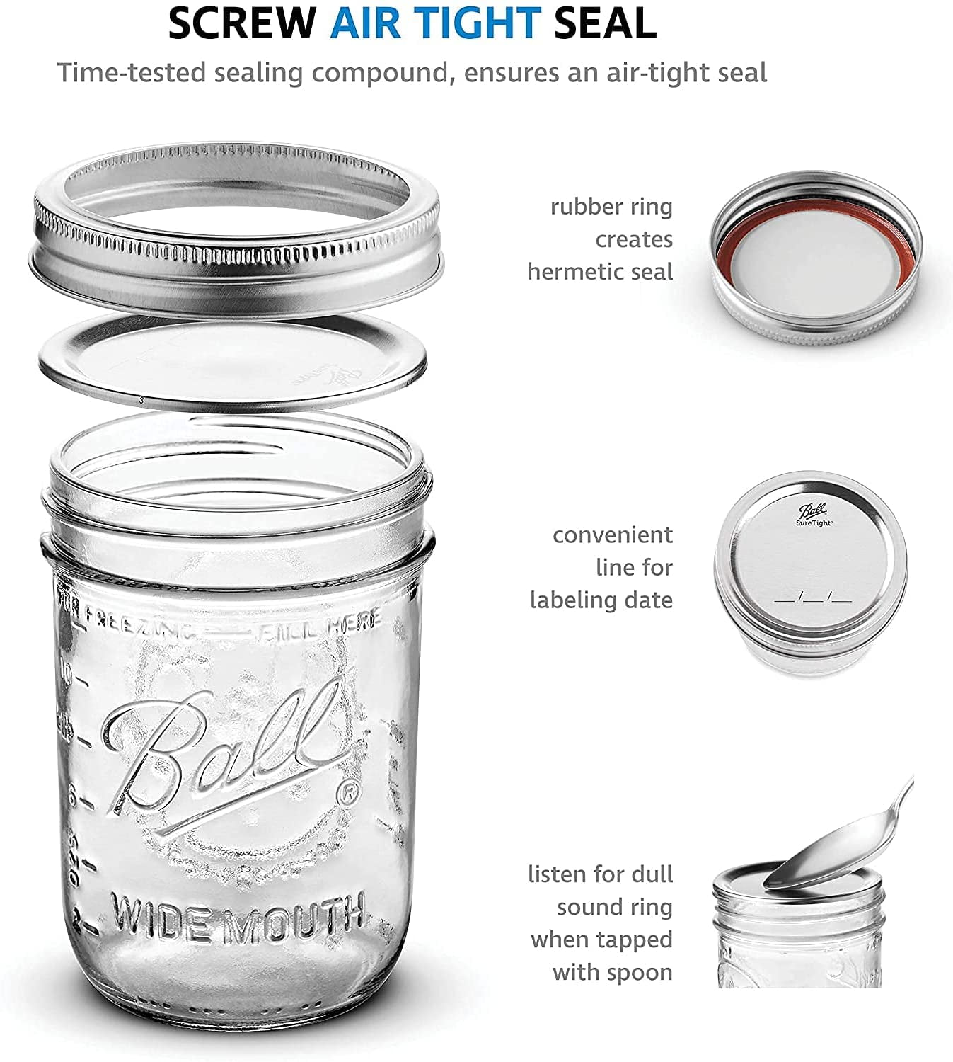 SEWANTA Wide Mouth Mason Jars 16 oz [26 Pack] With mason jar lids and  Bands, mason jars 16 oz - For Canning, Fermenting, Pickling - Jar Décor 