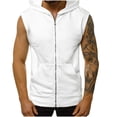 thumbnail image 2 of Dxzfnsa Summer Tank Tops for Men Fashion Men's Casual Solid Color Workout Hooded Tank Tops Zip Up Sleeveless Shirts Bodybuilding Gym Hooded Tops with Pockets, 2 of 7