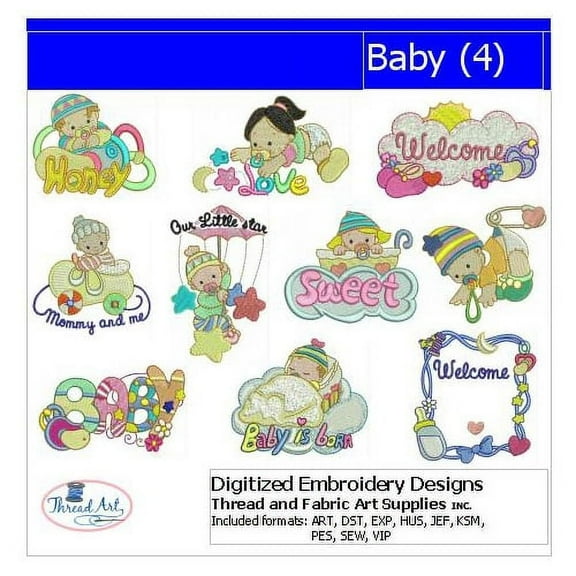 Baby(4) Embroidery Designs - All Popular Formats Included - Loaded on USB Stick