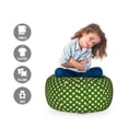 thumbnail image 2 of Star Storage Toy Bag Chair, Repetitive Bicolour Pattern with Modern Abstract Classic Symmetric Shape, Stuffed Animal Organizer Washable Bag, Large Size, Green and Pastel Yellow, by Ambesonne, 2 of 3