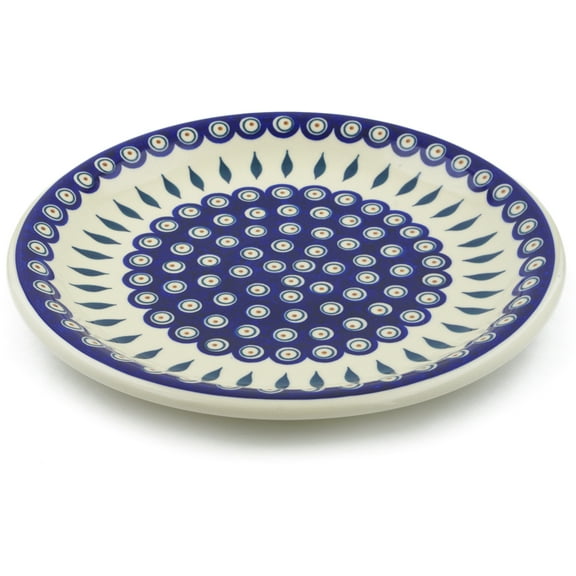 Polish Pottery 12¾-inch Platter (Peacock Theme) Hand Painted in Boleslawiec, Poland   Certificate of Authenticity