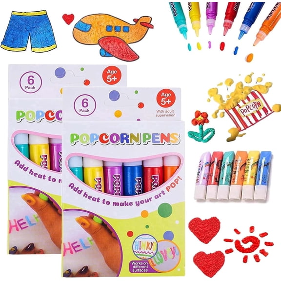 3D Relief Art Pen, Popcornpens Works On Different Surfaces (2 Boxes)