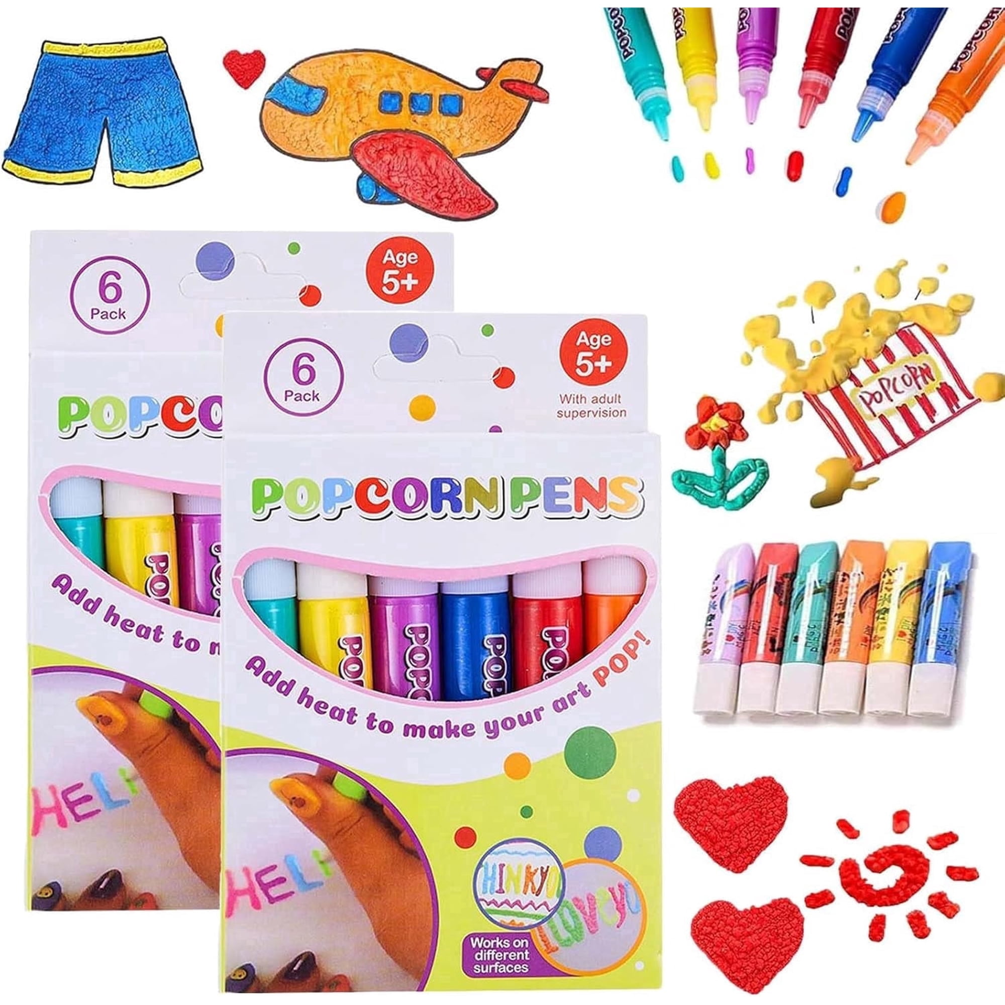 3D Relief Art Pen, Popcornpens Works On Different Surfaces (2 Boxes)