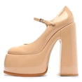 thumbnail image 2 of YDN Womens Thick Platform Round Toe Mary Jane Pumps Ankle Buckle Strap Super High Heels Casual Outfit Party Shoes Size 6 Nude, 2 of 4
