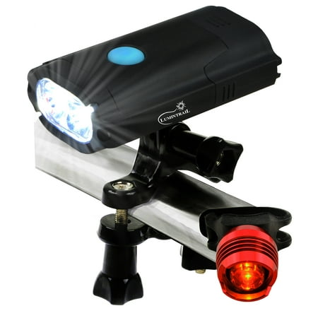 Lumintrail USB Rechargeable 800 Lumen LED Bike Light with Tail Light and Secure Tool Free