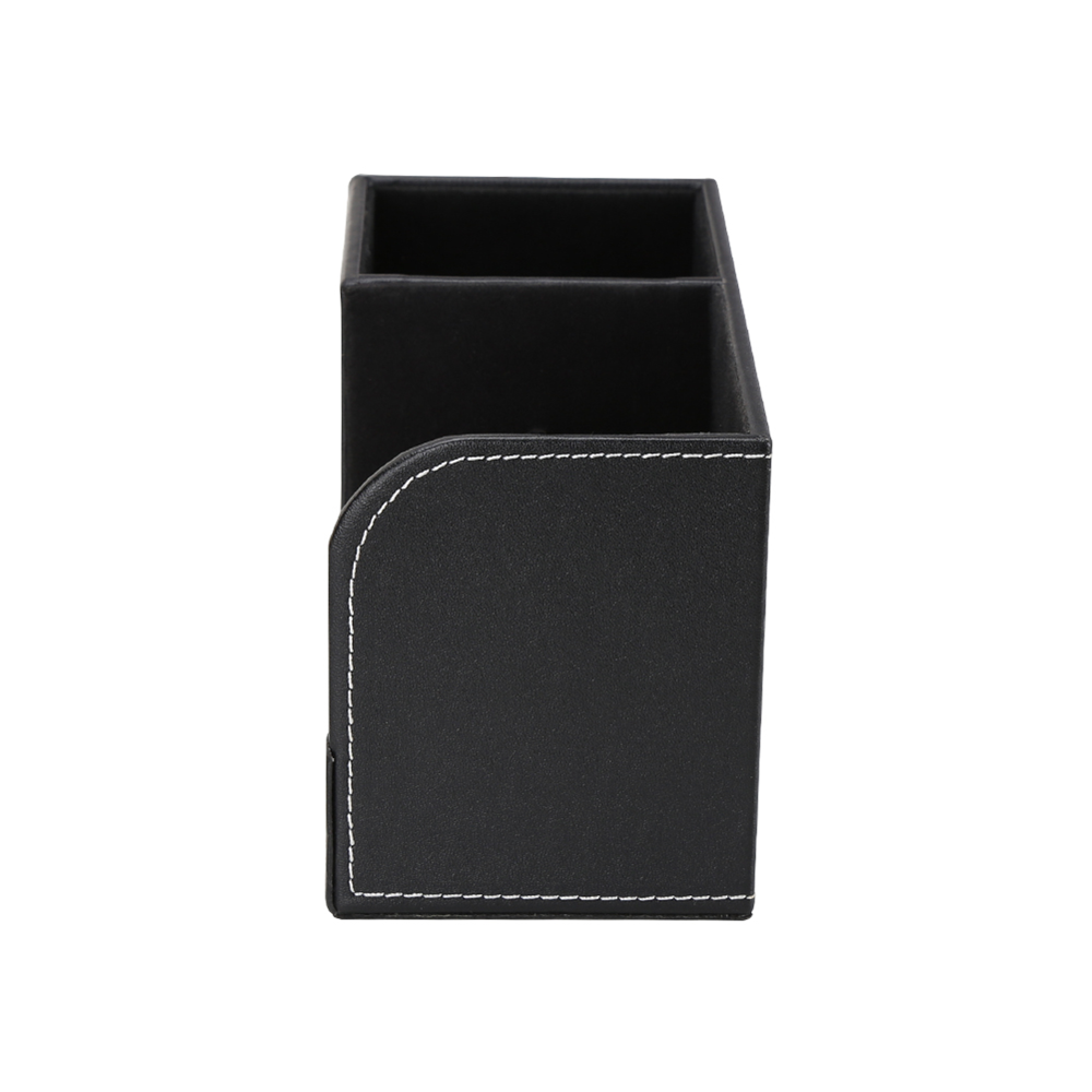 KINGFOM Pen Holder, PU Leather Desk Organizer Office Stationery Storage Box Office Supplies Organizer Business Card Holder Grad Gift Black - image 3 of 9