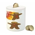 thumbnail image 3 of Gingerbread Man Piggy Bank, Gingerbread Man in Humorous Positions Caught Eaten Art, Ceramic Coin Bank Money Box for Cash Saving, 3.6" X 3.2", Caramel Yellow Red, by Ambesonne, 3 of 4