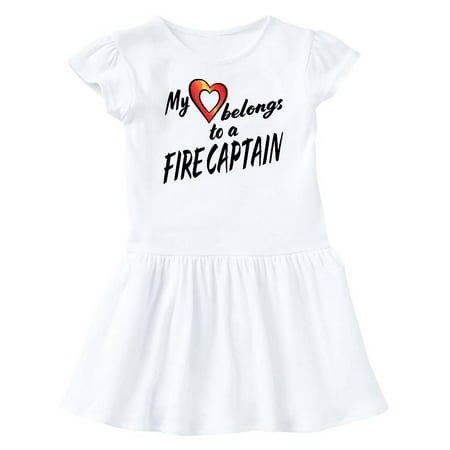 

Inktastic My Heart Belongs to a Fire Captain with Red Heart Gift Baby Girl Dress