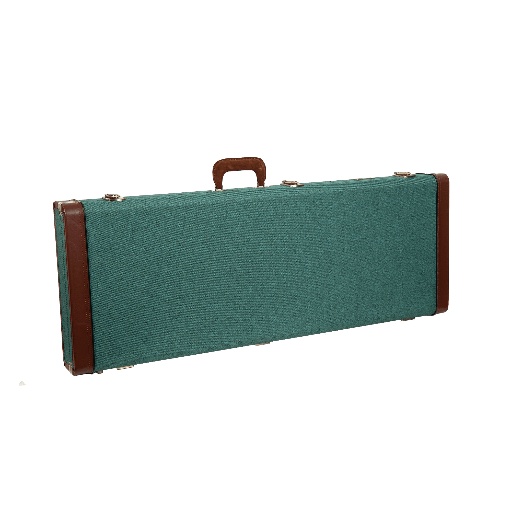Crossrock Master Series - Wooden Jazzmaster/Jaguar Style Electric Guitar Case - Security Lock, Genuine Leather Handle, Reinforced Hardware, Metal Feet, Storage Space- Malachite Blue Tweed