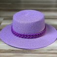 thumbnail image 3 of Sombrero de paja de ala ancha para mujer, sombrero de paja verde, amarillo, Morado, versión coreana, moda, red, cadena roja, playa, sol, marea, 3 of 3