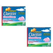 (2 pack) (2 pack) Children's Claritin 24 Hour Allergy Relief Bubblegum Chewable Tablets, 5 mg, 30 Ct