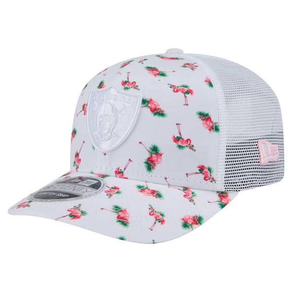 Men's New Era White Las Vegas Raiders Adventure Flamingo Pattern 9SEVENTY Stretch-Snap Hat