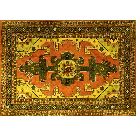 Ahgly Company Indoor Rectangle Persian Yellow Traditional Area Rugs, 8' x 12'