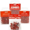 JAM Paper & Envelope Office Clips, Red, 4/Pack, Binder Clips & Paper Clips