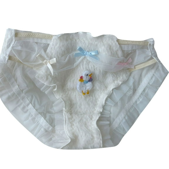 RYUJNDK Women Plush Panty Funny Bear Panties Lingerie Cartoon Plush Underwear Underpants Soft Lovely Student Girls Lingerie