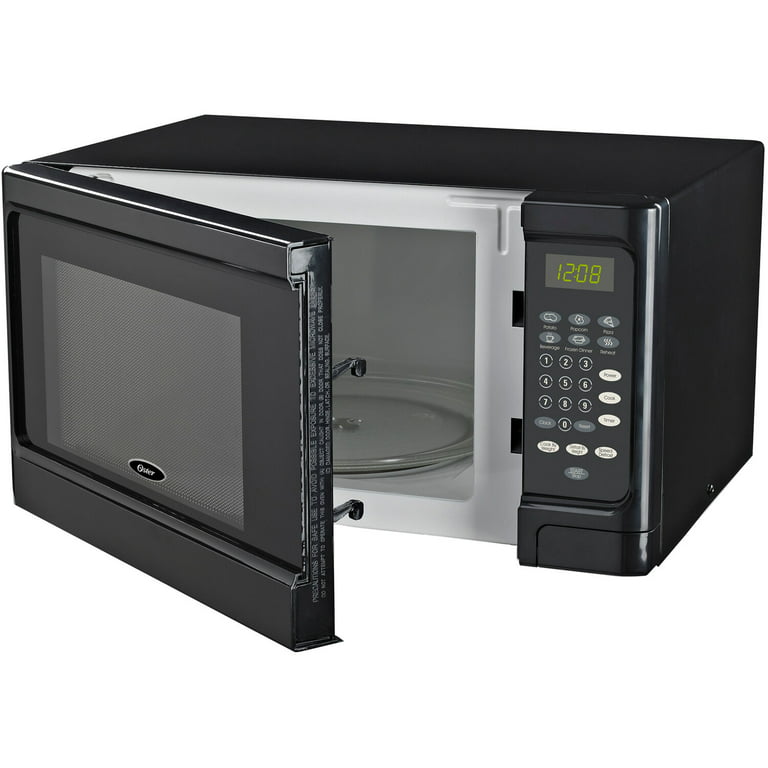 Oster Mid-Size 1.1-Cu. Ft. 1000W Countertop Microwave Oven with Push-Button  Open, Black 