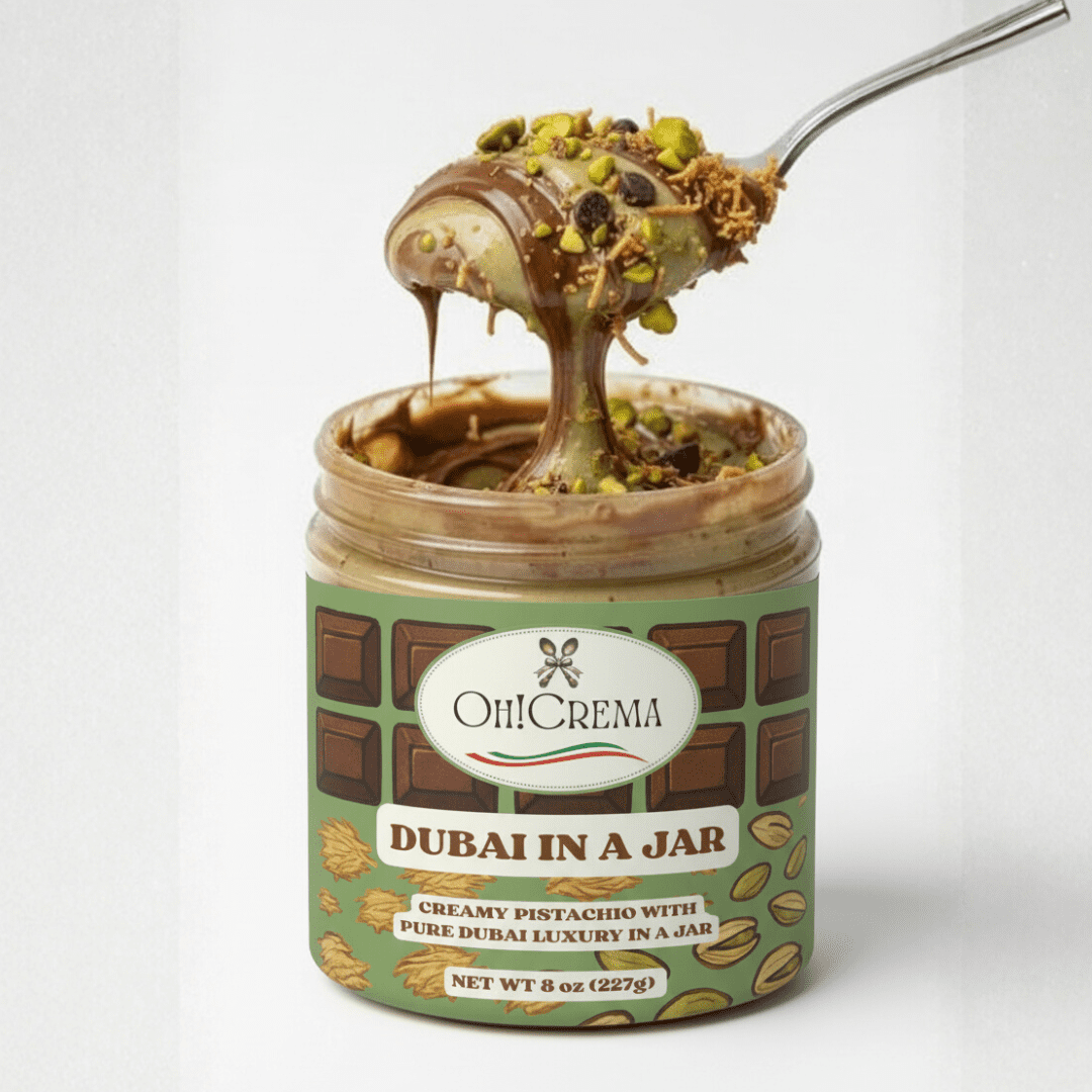 Oh! Crema Dubai in a Jar – Handcrafted - Creamy Pistachio with Kadayıf & Chocolate