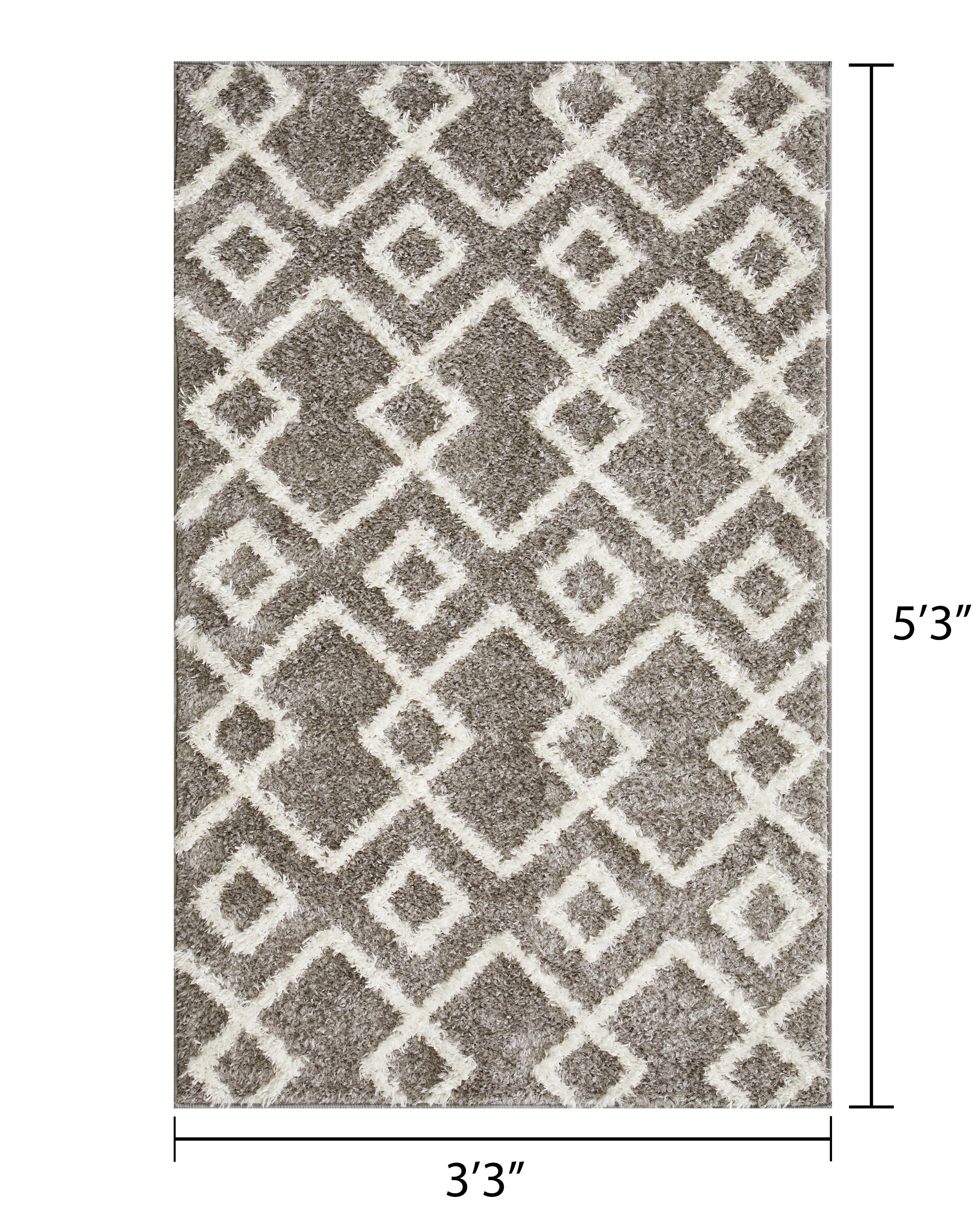 Loomaknoti Vemoa Adeta 3' x 5' Gray Geometric Polyester Indoor Accent Rug