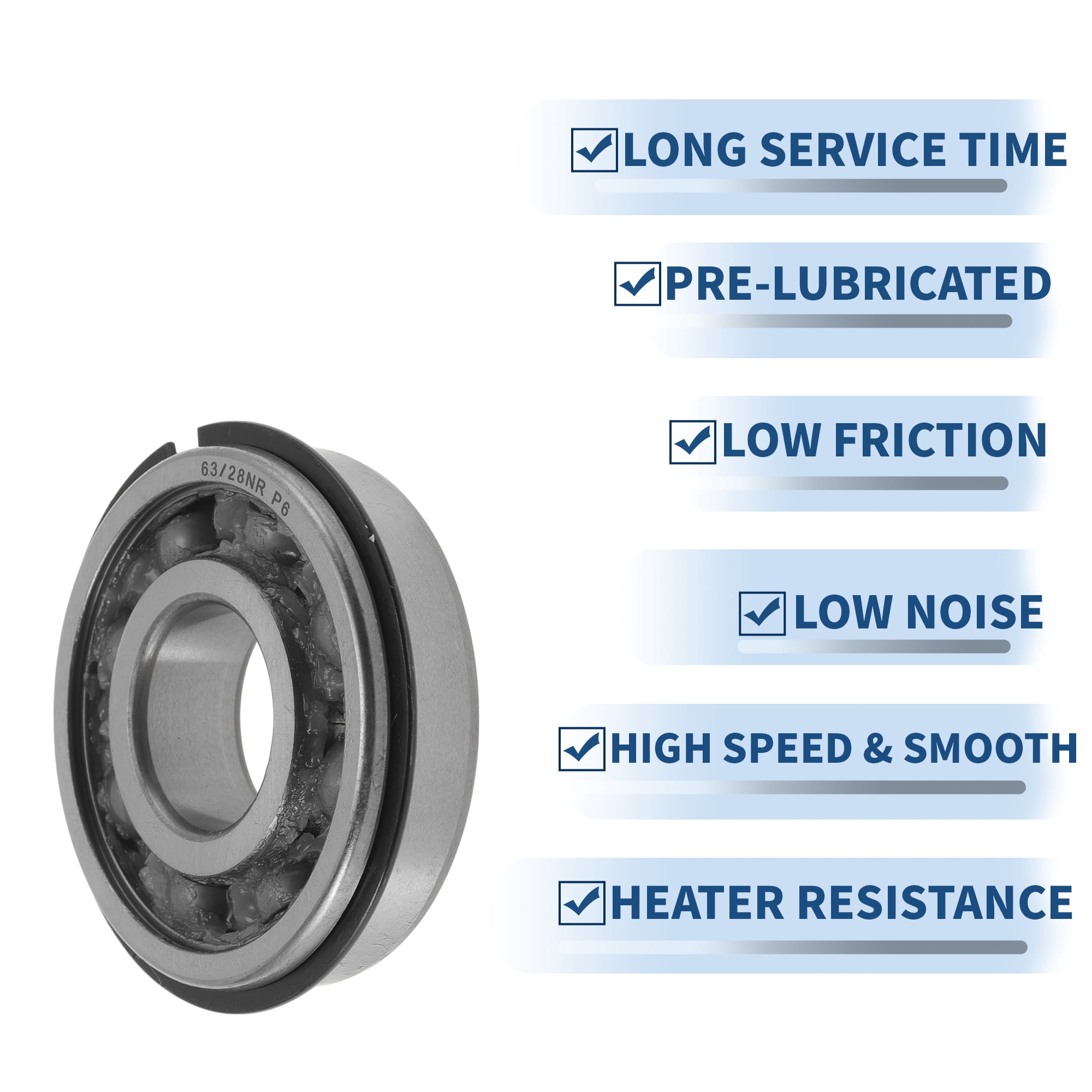 Unique Bargains 63/28NR Deep Groove Ball Bearings 28x68x18mm P6 Open Type Lubricated Bearings 1 Pc Car Scooter Skateboard Wheel Universal Silver Tone