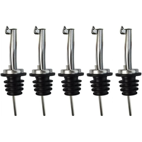 5 Pcs Wine Bottle Pourers, Stainless Steel Liquor Pour Spout Flip Top Wine Bottle Stoppers Speed Pourers Olive Oil Bottle Tapered Spout Bottle Pourers for Oil Wine Vinegar Liquid Liquor
