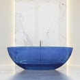 thumbnail image 2 of Rainlex 64" Freestanding Soaking Solid Surface Bathtub in Transparent Blue, 2 of 12