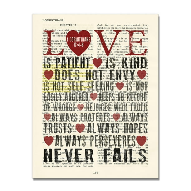 1 Corinthians 13 4 8 Love Is Patient Love Is Kind Vintage Bible Verse Page Scripture Art Print Unframed Christian Wall Decor Walmart Com 1 Corinthians 13 4 8 Love Is Patient Love Is Kind Vintage Bible Verse Page Scripture Art Print Unframed Christian Wall Decor Walmart Com